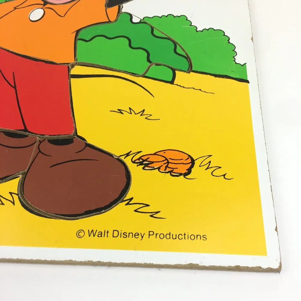Vtg Mickey Mouse 8 Piece Wooden Puzzle Wave Yellow‎ Shirt Playskool Disney